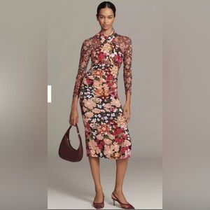 NWT By Anthropologie Long-Sleeve Halter Mesh Midi Dress